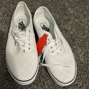 Vans platform white checkered shoes. Never worn.